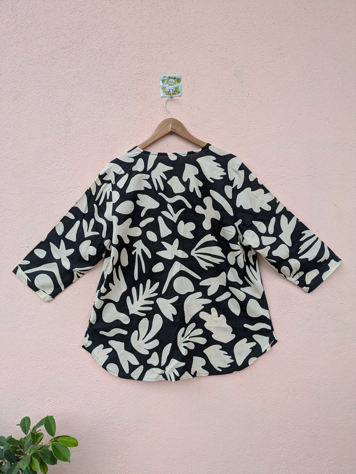 Black & Beige Abstract Top