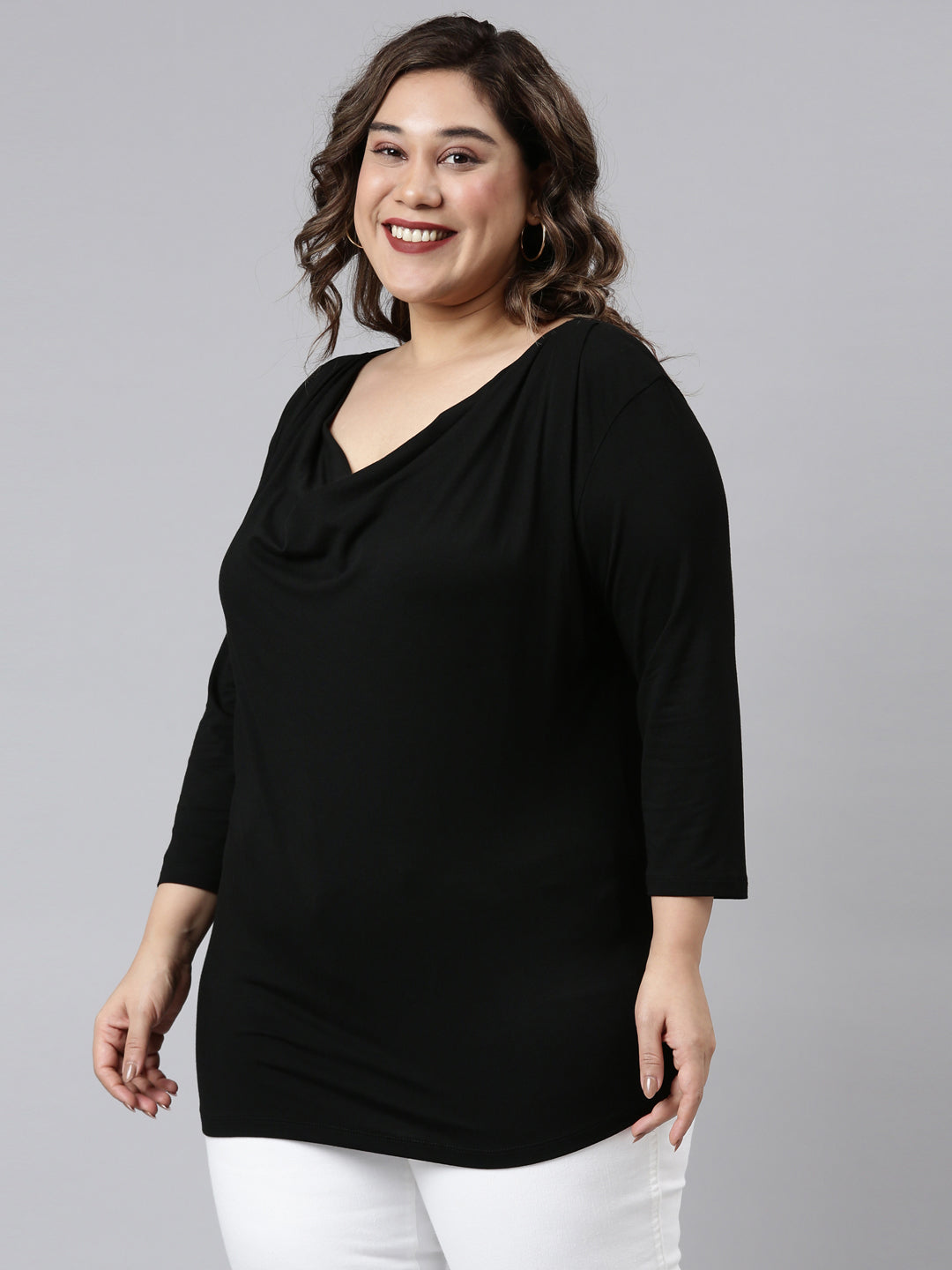 Black Cowl Neck Top