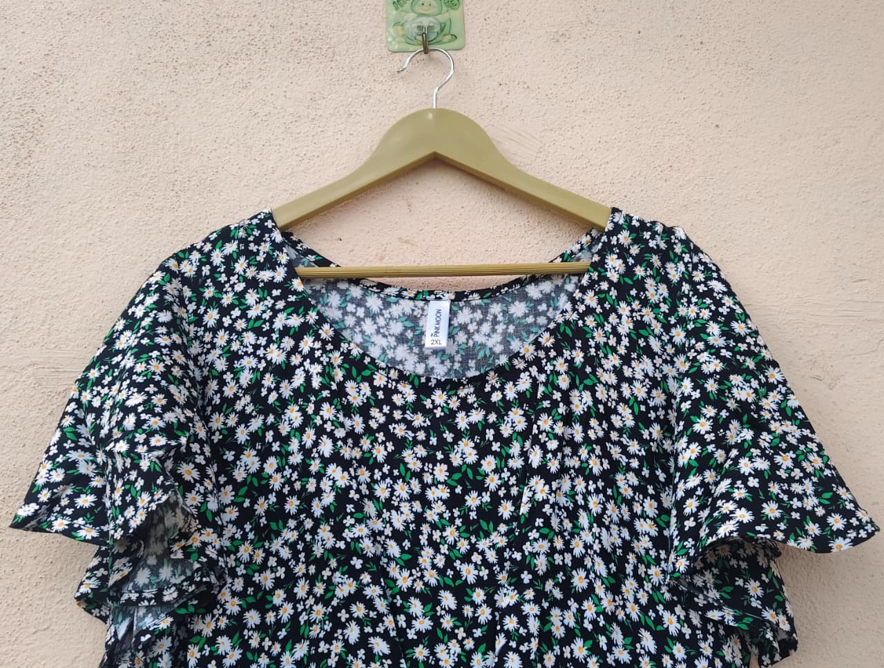 Black Floral Print Midi Dress