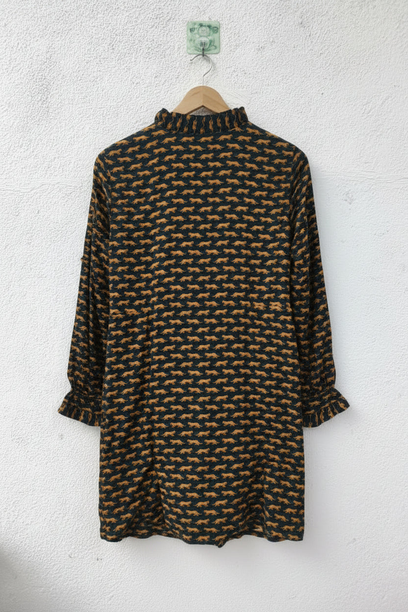 Black & Orange Abstract Printed Tunic