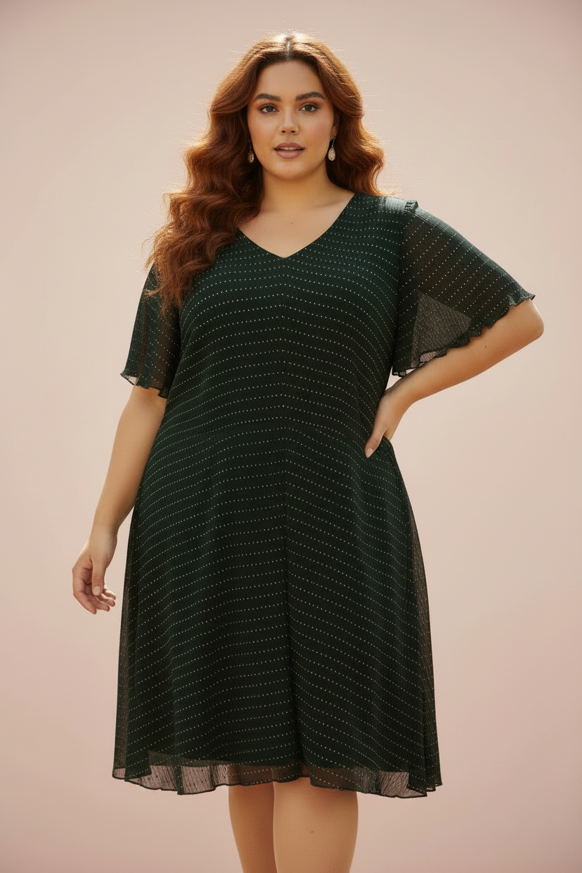 Black Printed V-Neck Dress