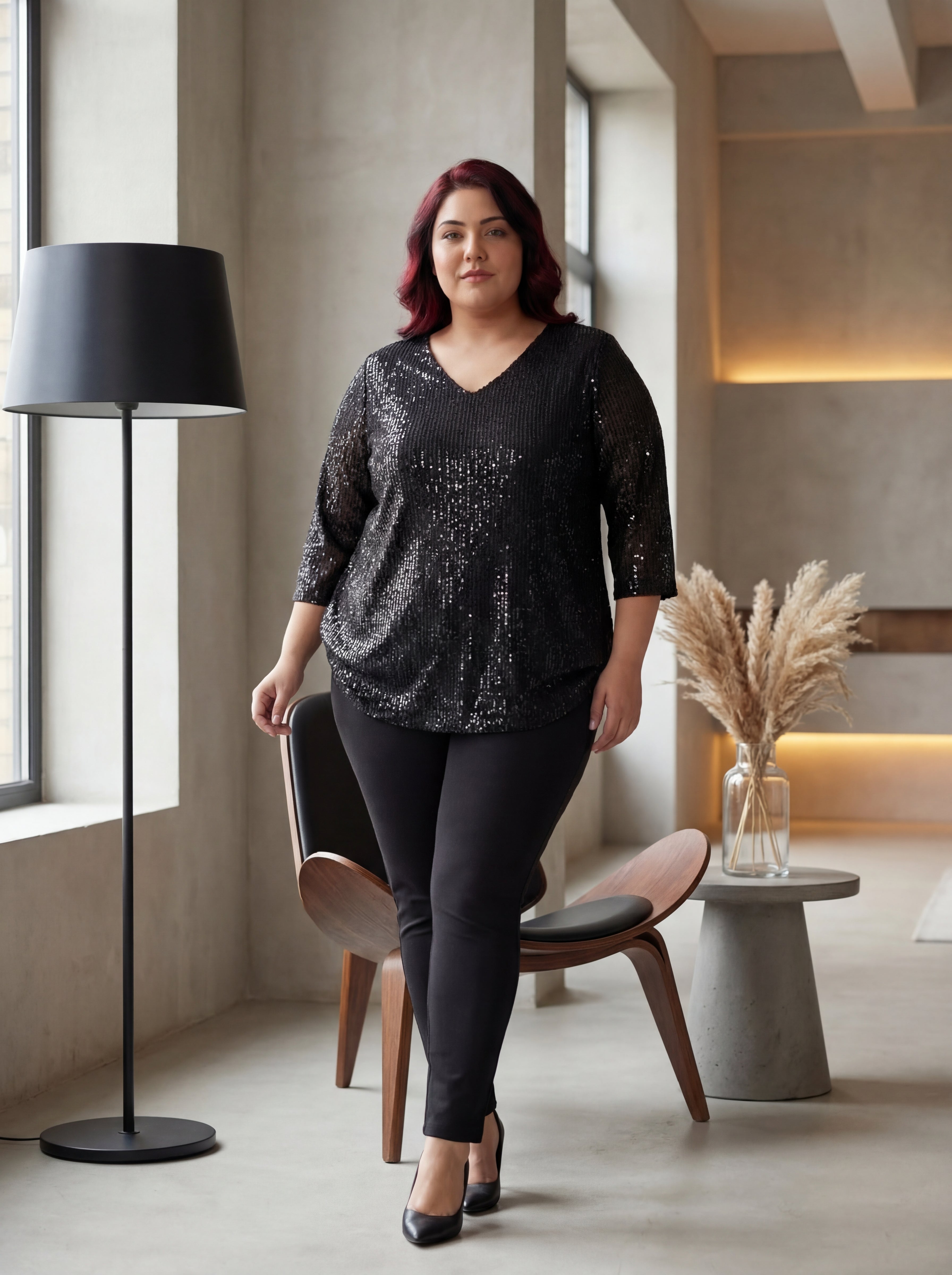 Black Shimmer Sequin Top