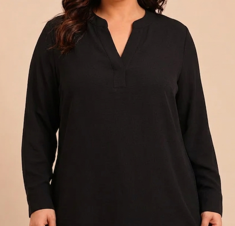 Black Solid Viscose Top