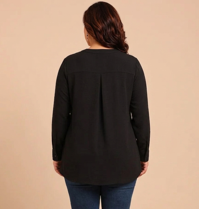 Black Solid Viscose Top