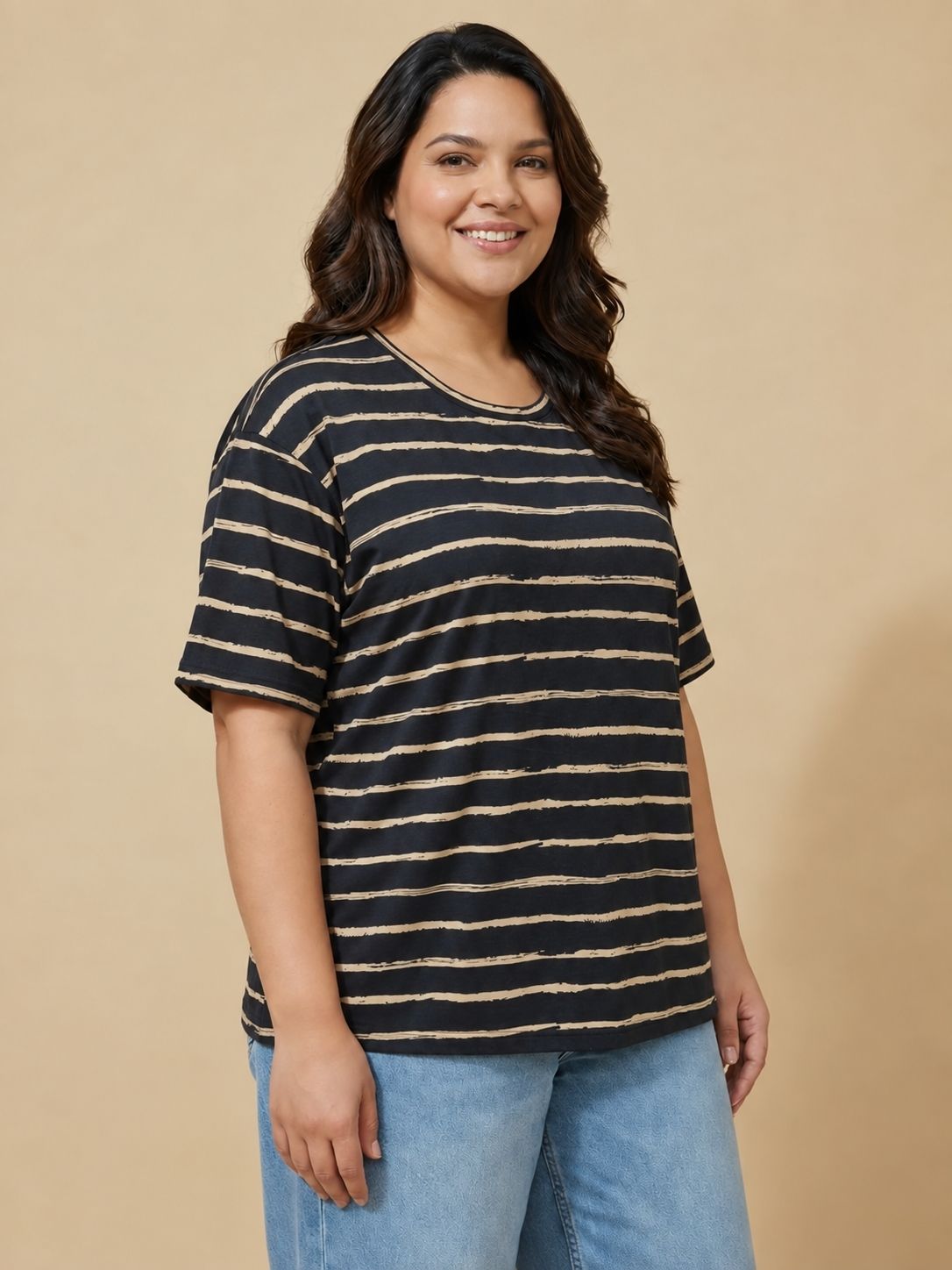 Black Striped Oversized T-Shirt
