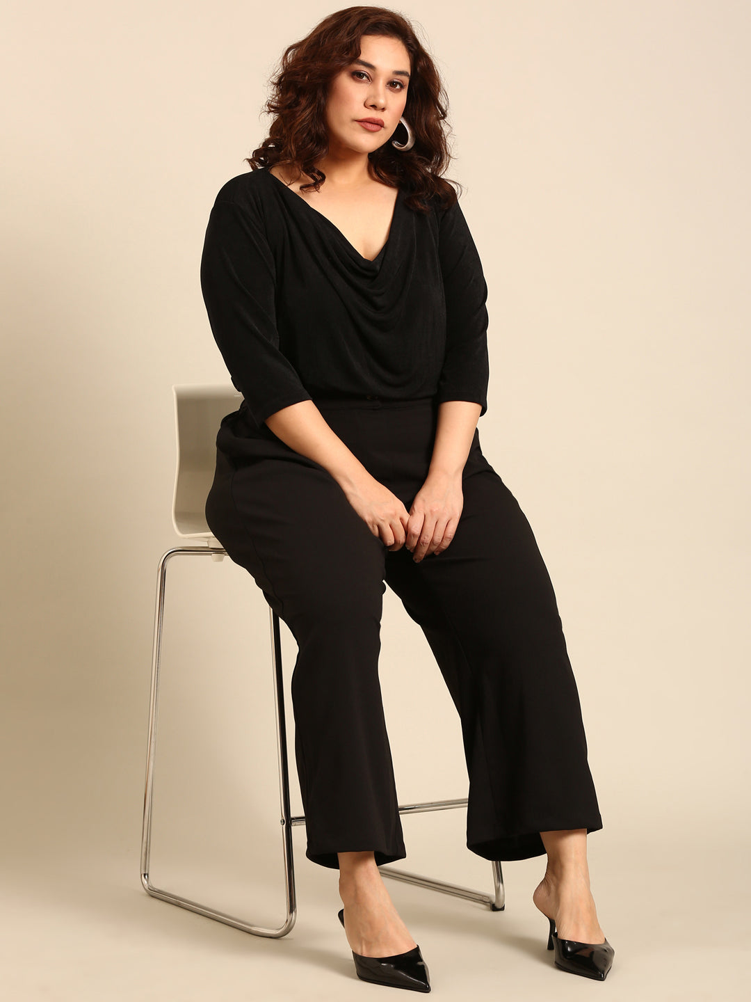 Black Top & Black Korean Pants Co-ord Set (2 Piece)