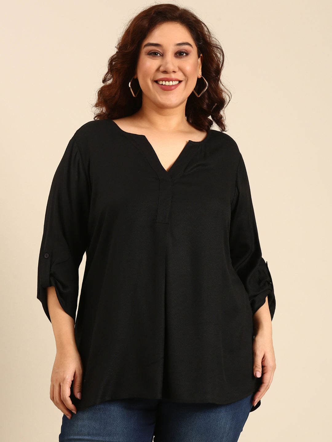 Black V-Neck Top