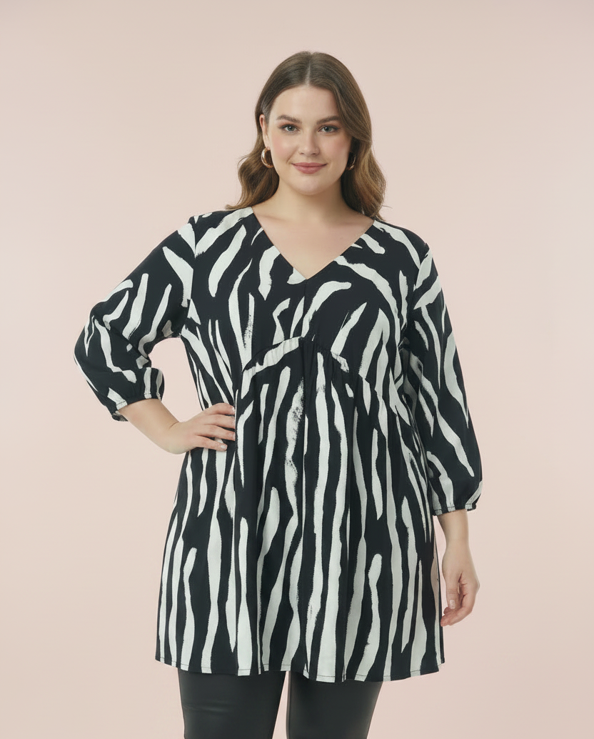 Black & White Abstract Print Tunic