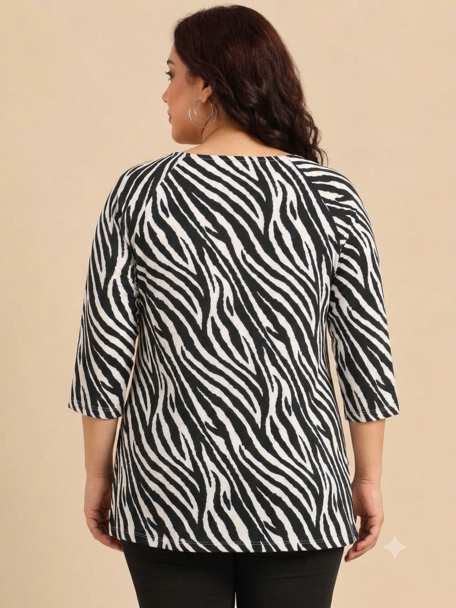 Black & White Zebra-Printed Top
