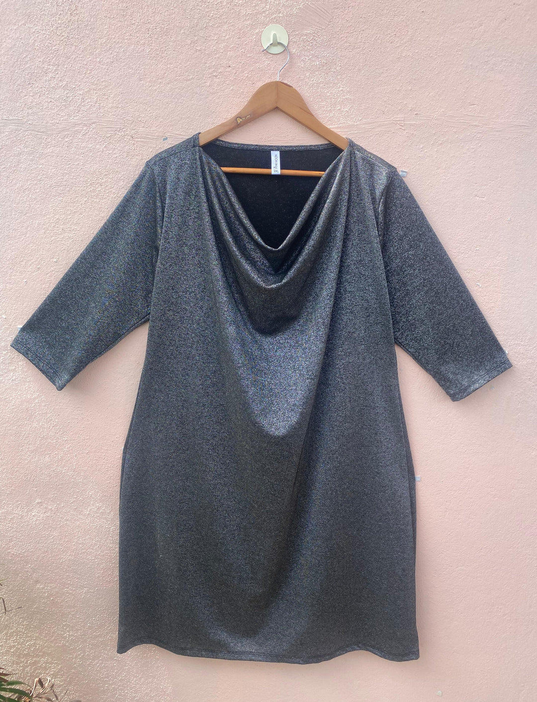 Black and Silver cowlneck dress