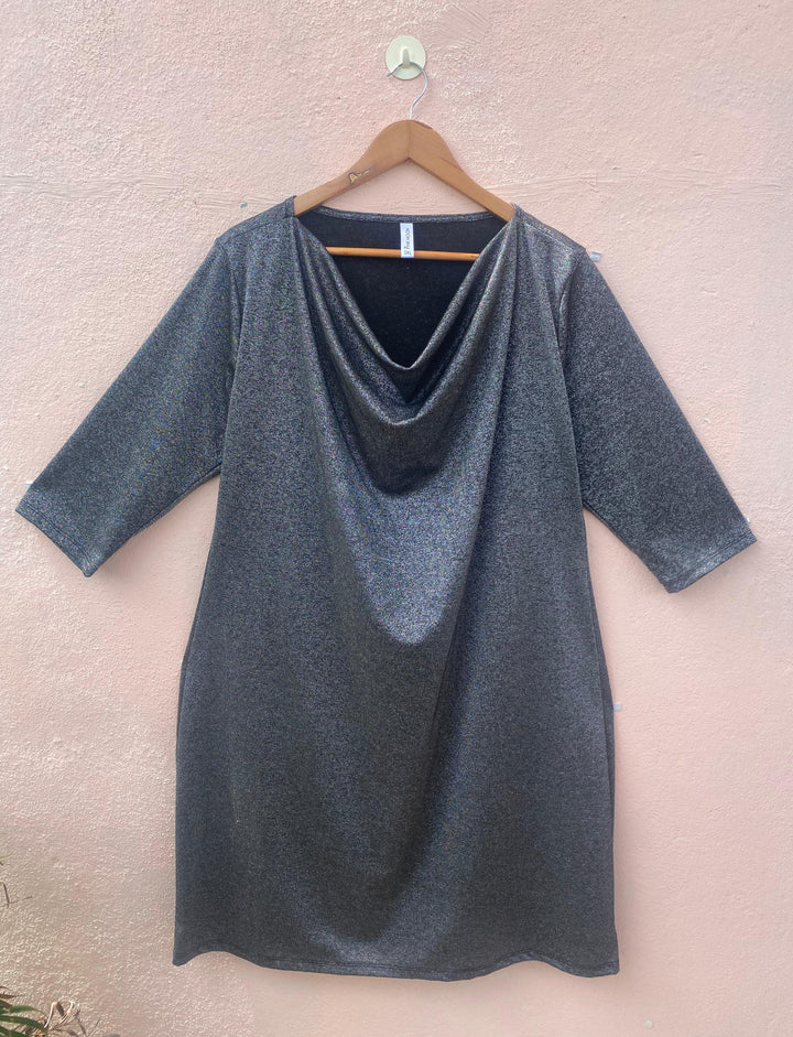 Black and Silver cowlneck dress