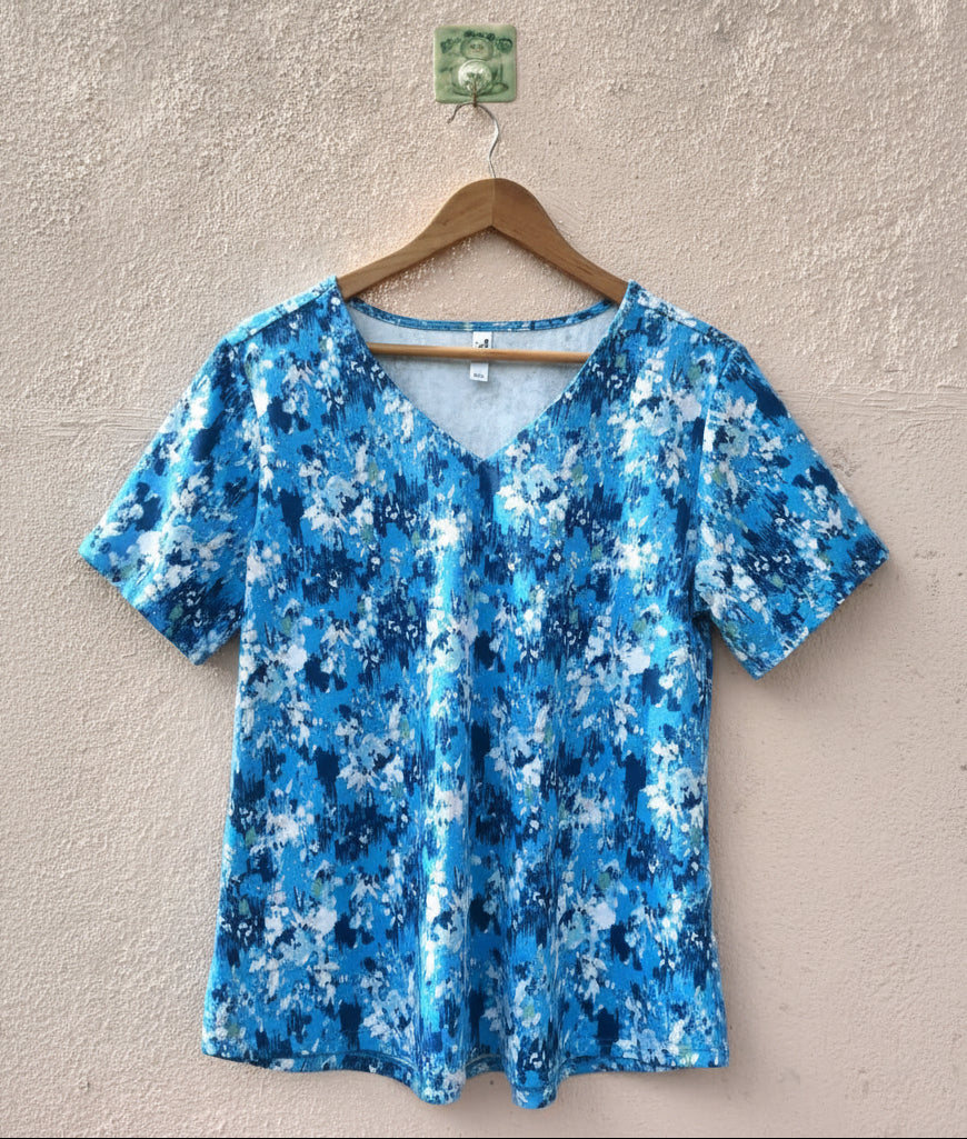 Blue Abstract Printed Top