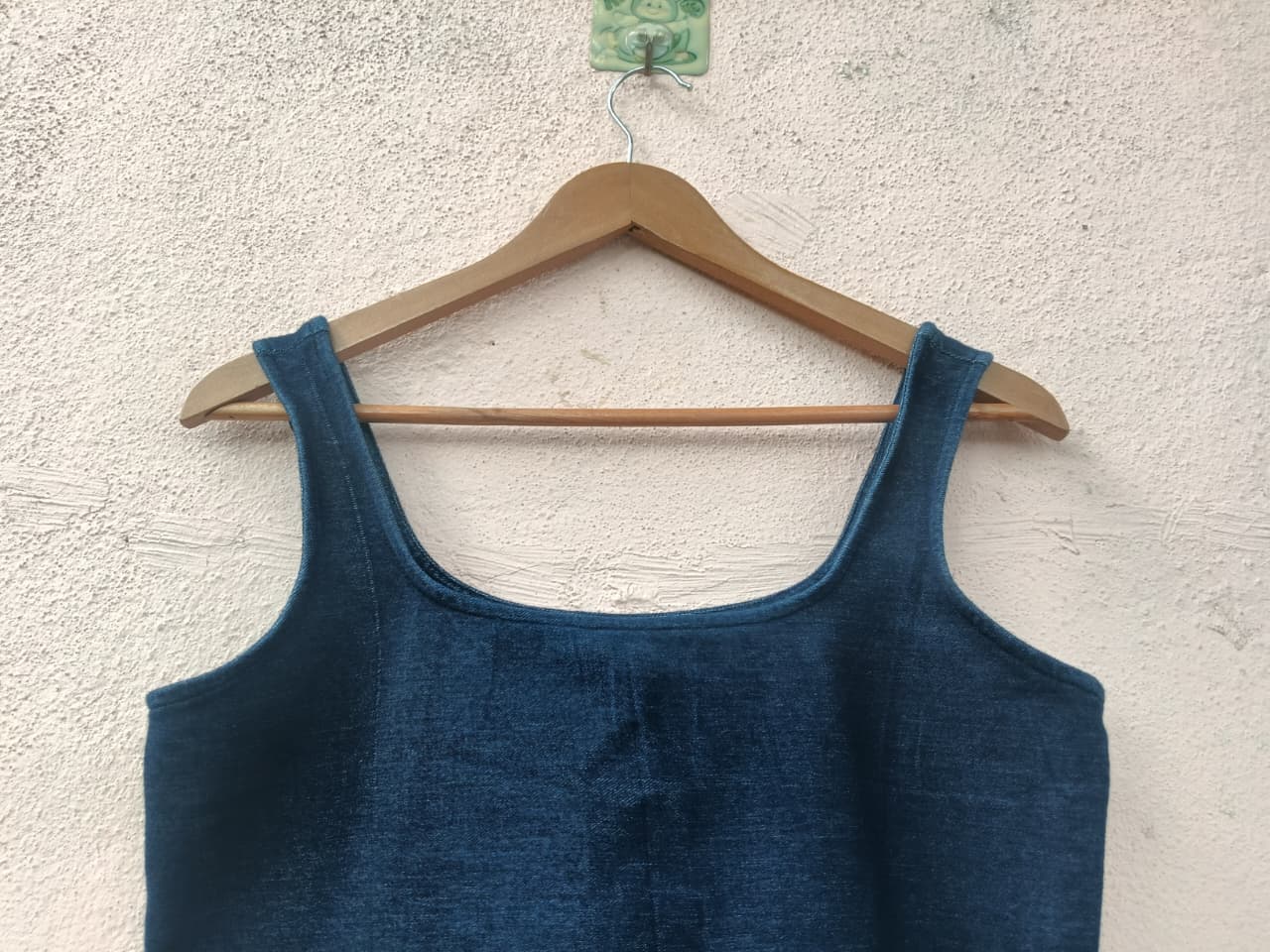 Blue Denim Sleeveless Crop Top