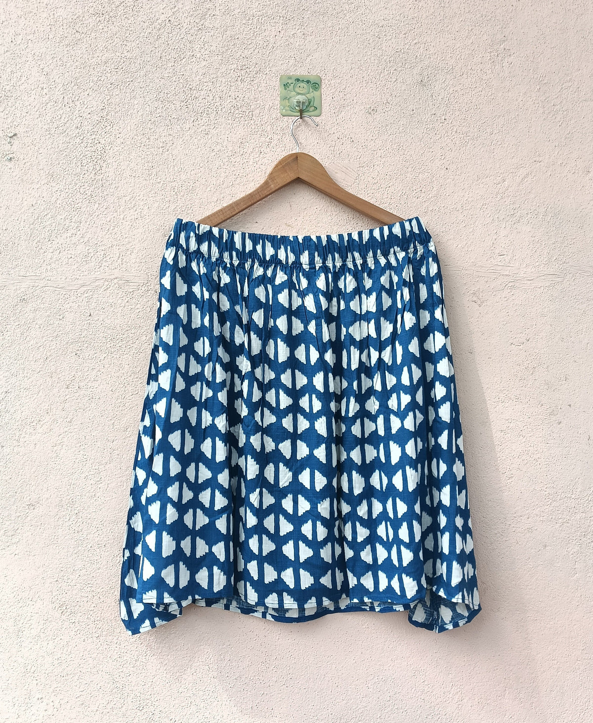 Blue Ikat Print Knee-Length Skirt