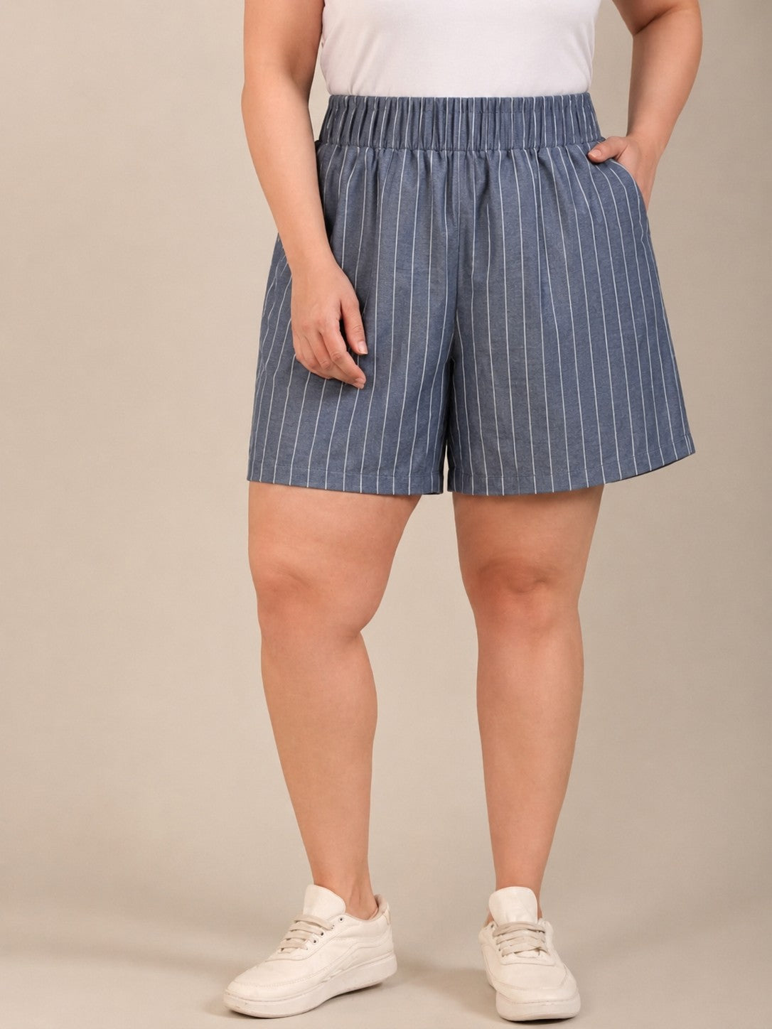 Blue Pine Stripe Shorts