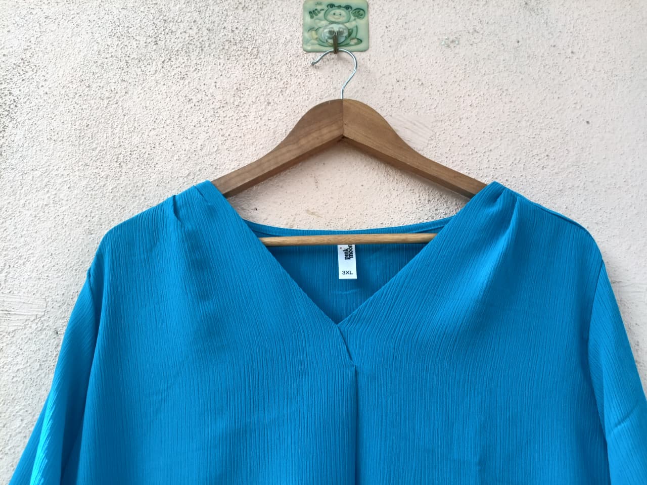 Blue Relaxed Fit V-Neck Top