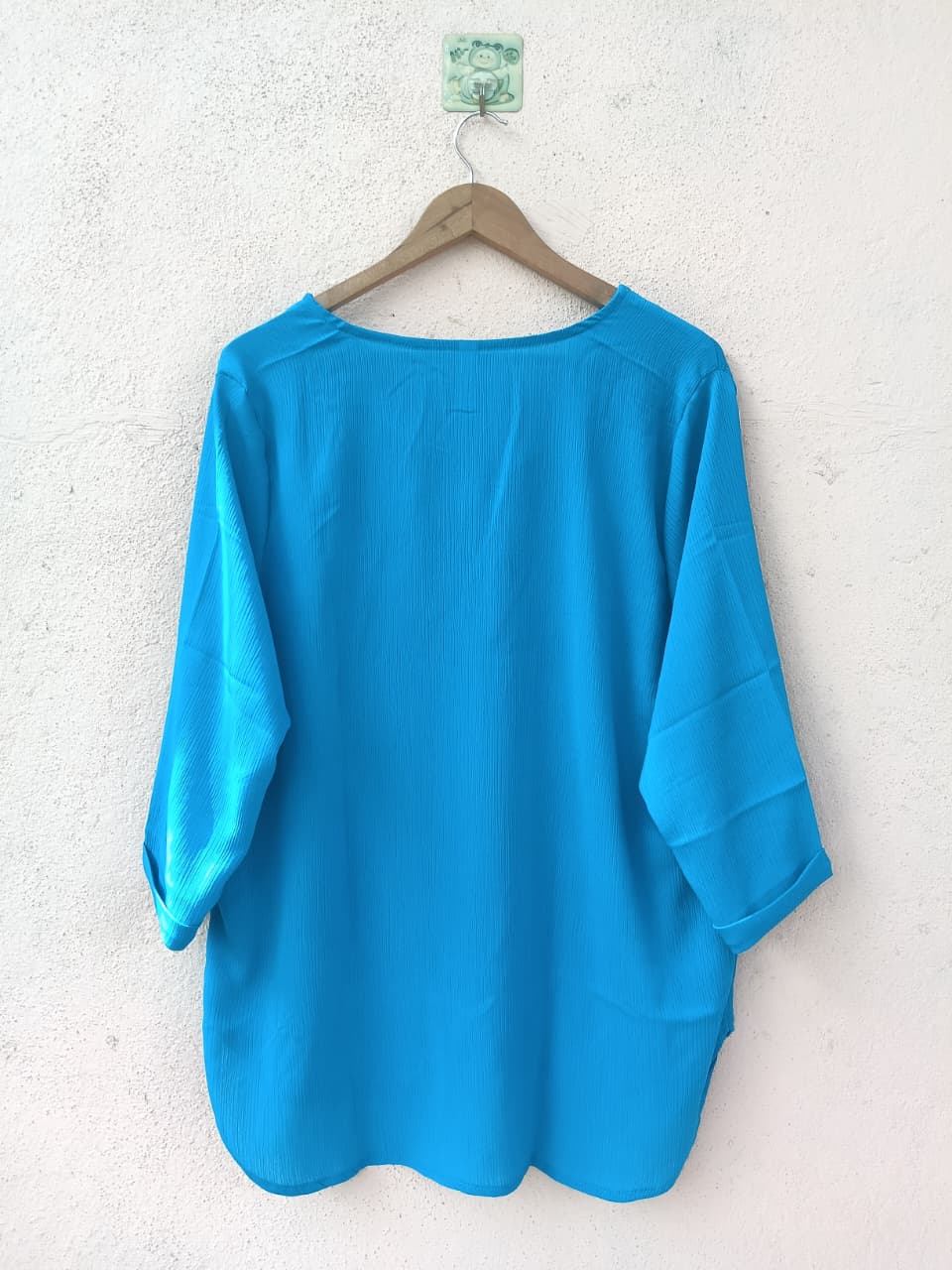 Blue Relaxed Fit V-Neck Top