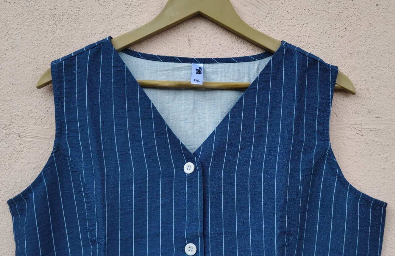 Blue Striped Sleeveless Top