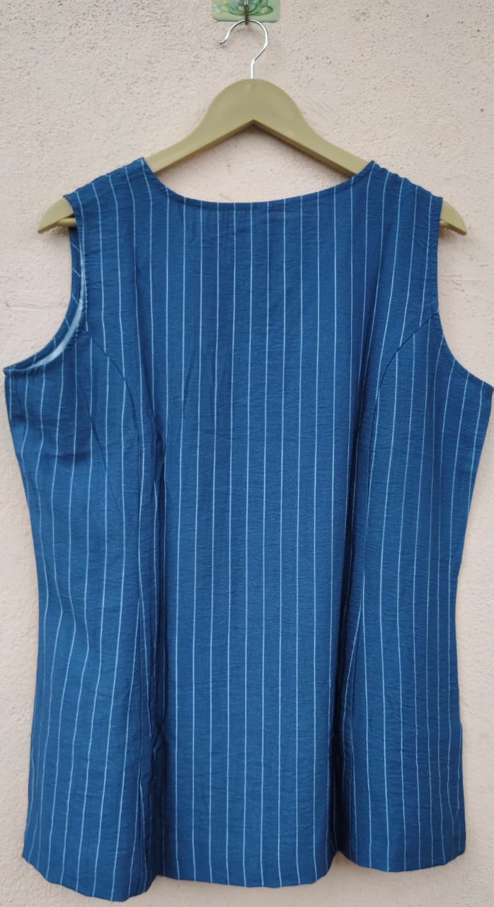 Blue Striped Sleeveless Top
