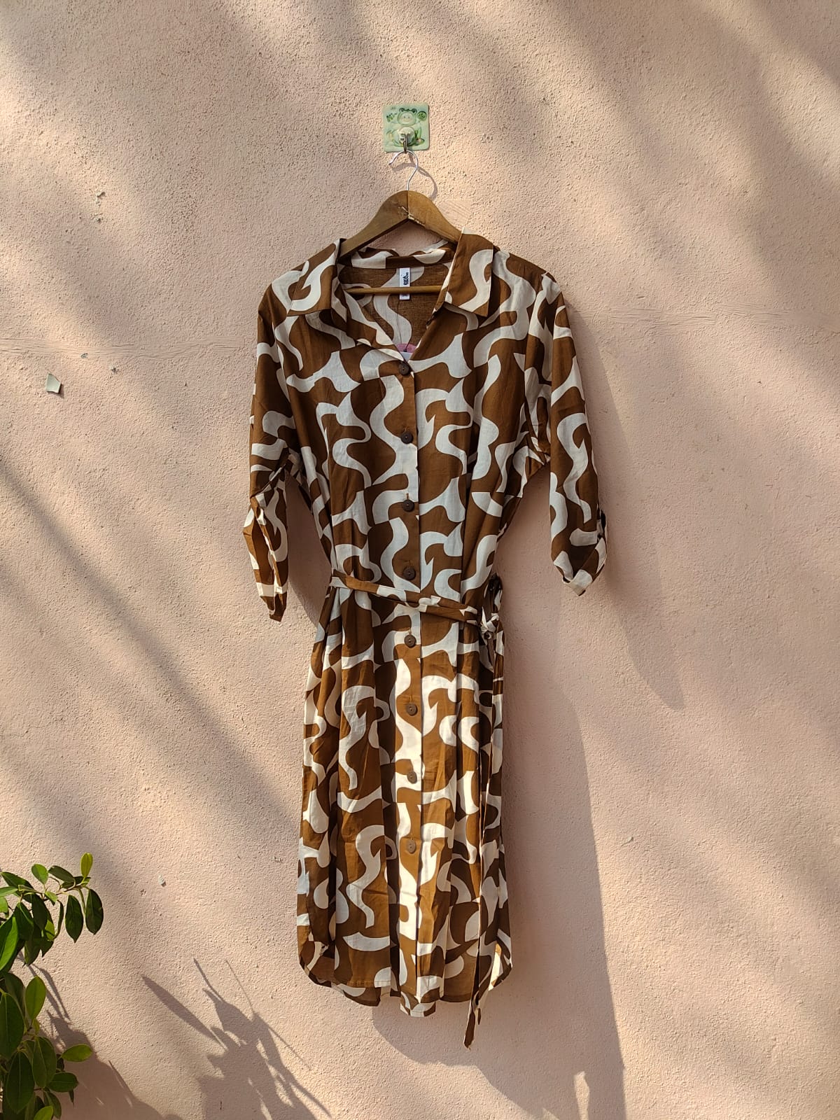 Brown Abstract Printed Dress