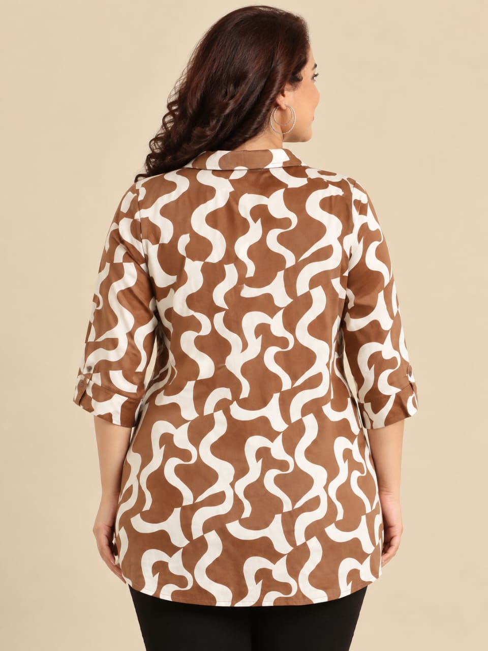 Brown Button-Down Long Shirt