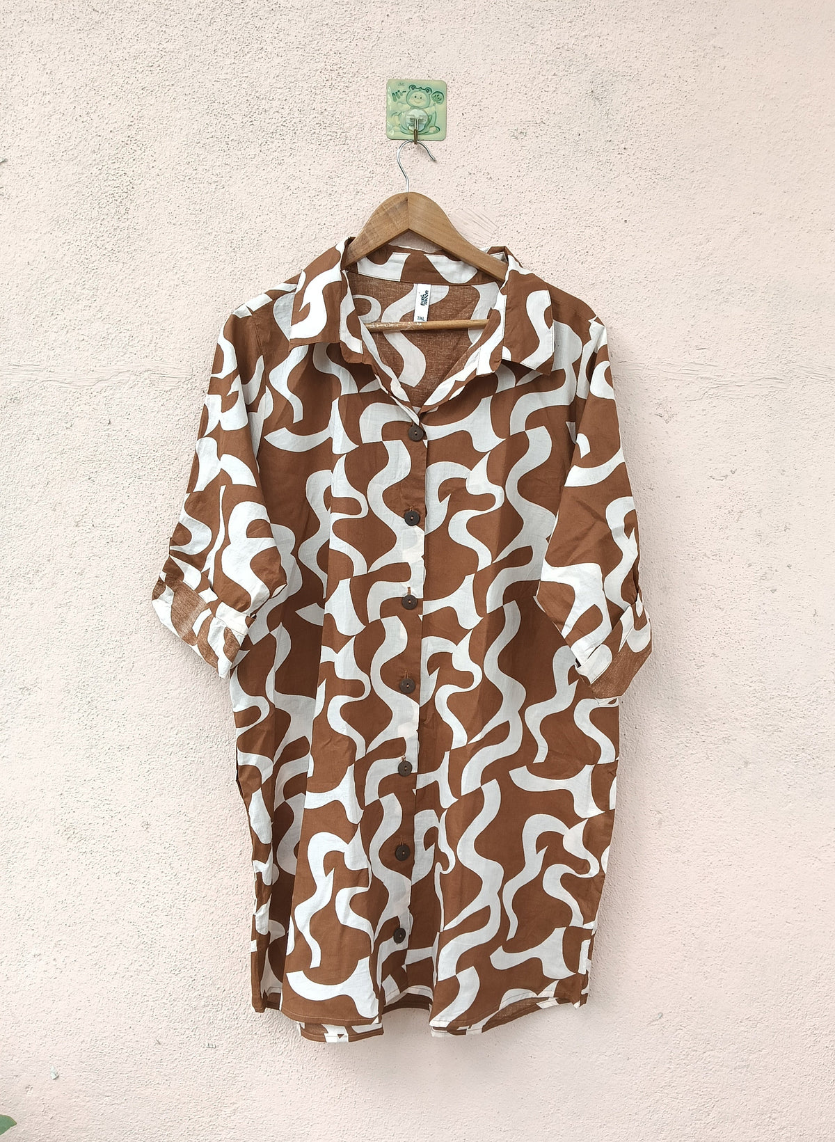 Brown Button-Down Long Shirt