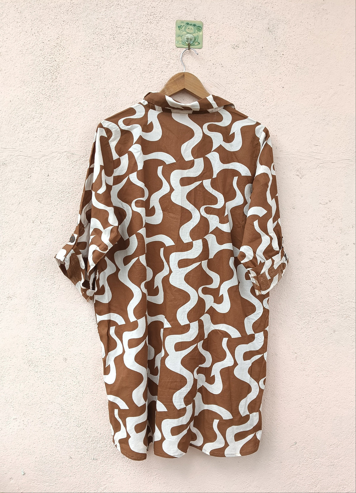 Brown Button-Down Long Shirt