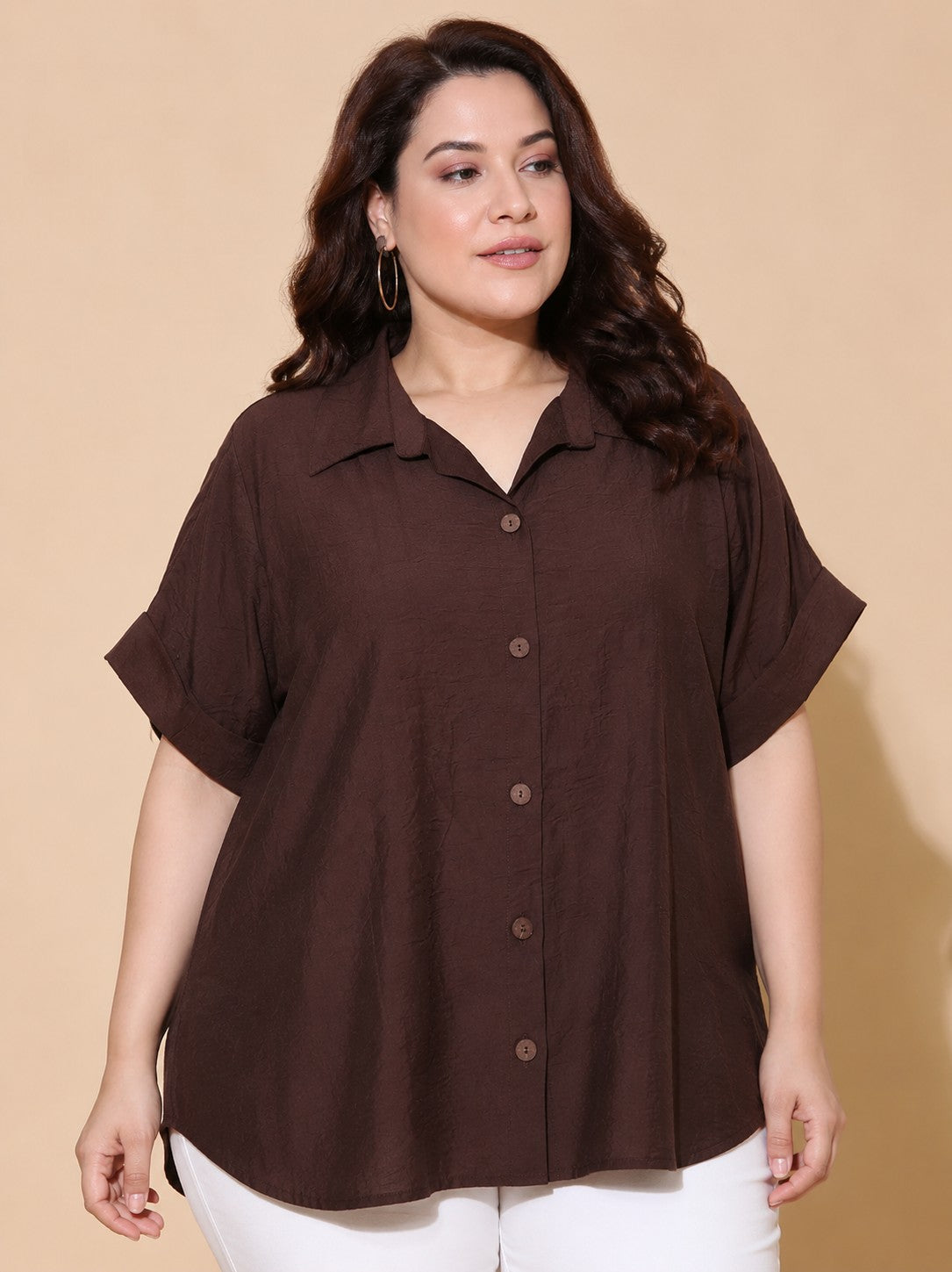 Brown Drop Shoulder Shirt