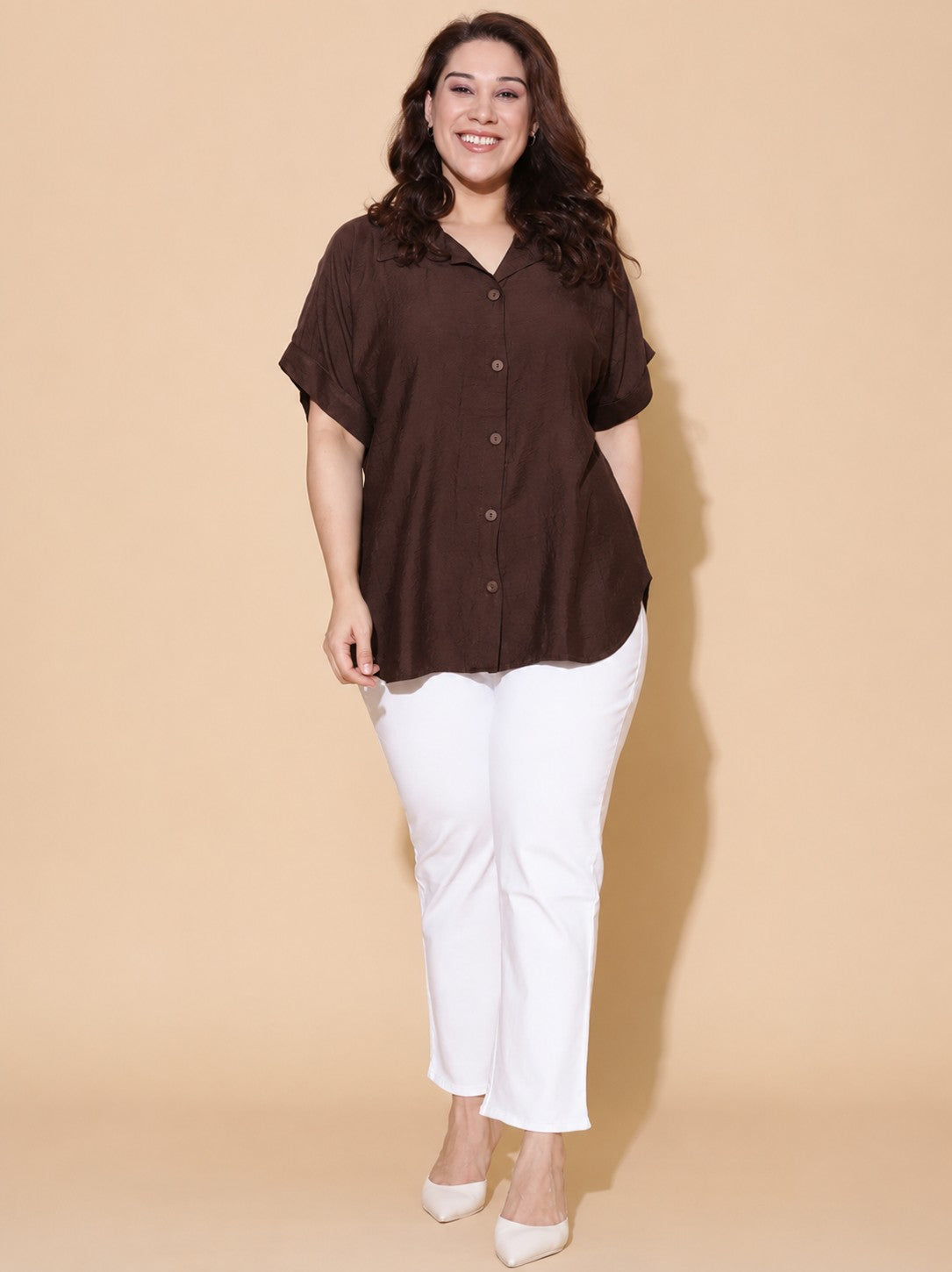 Brown Drop Shoulder Shirt