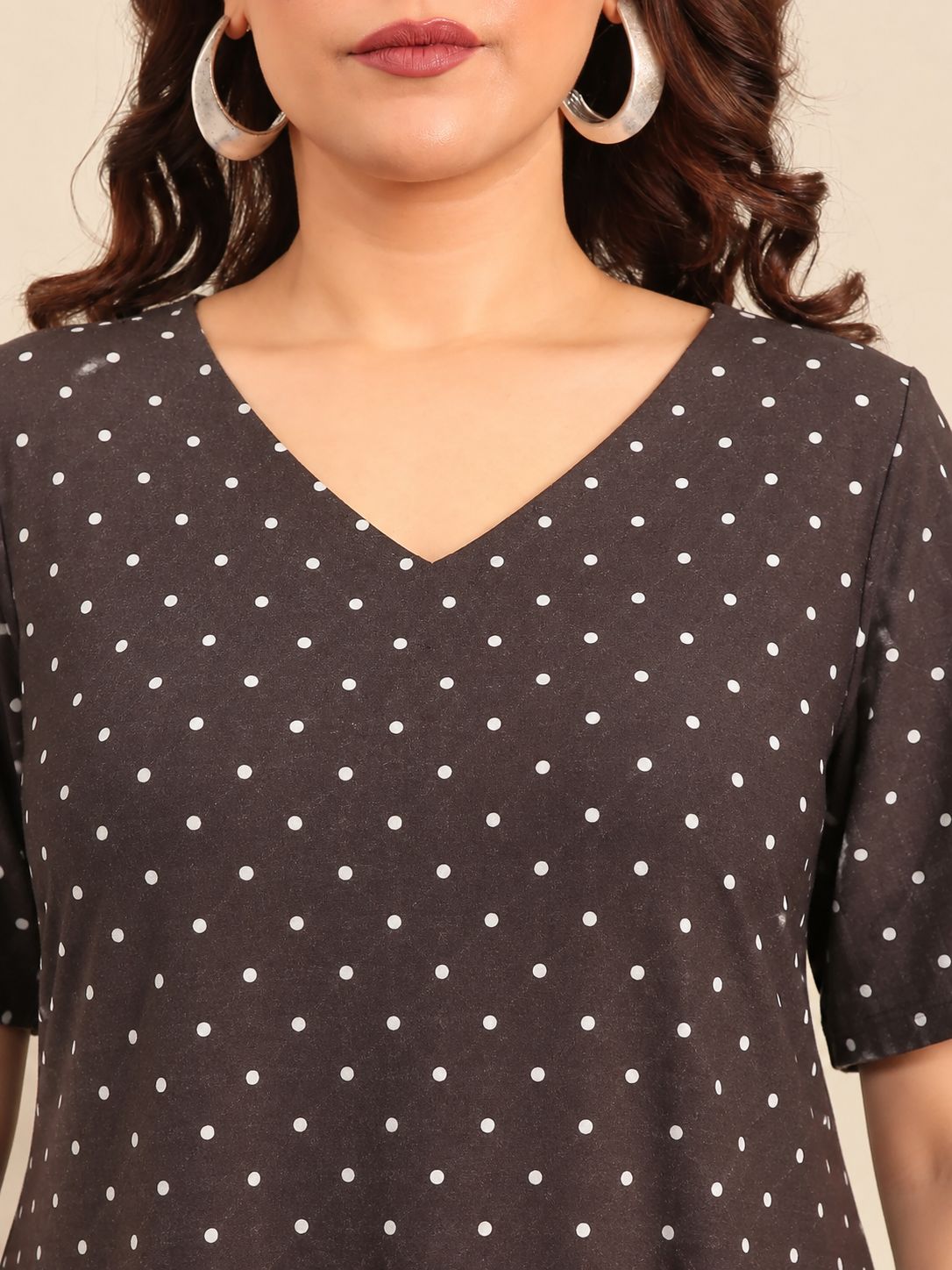Brown Polka Dot A-Line Dress