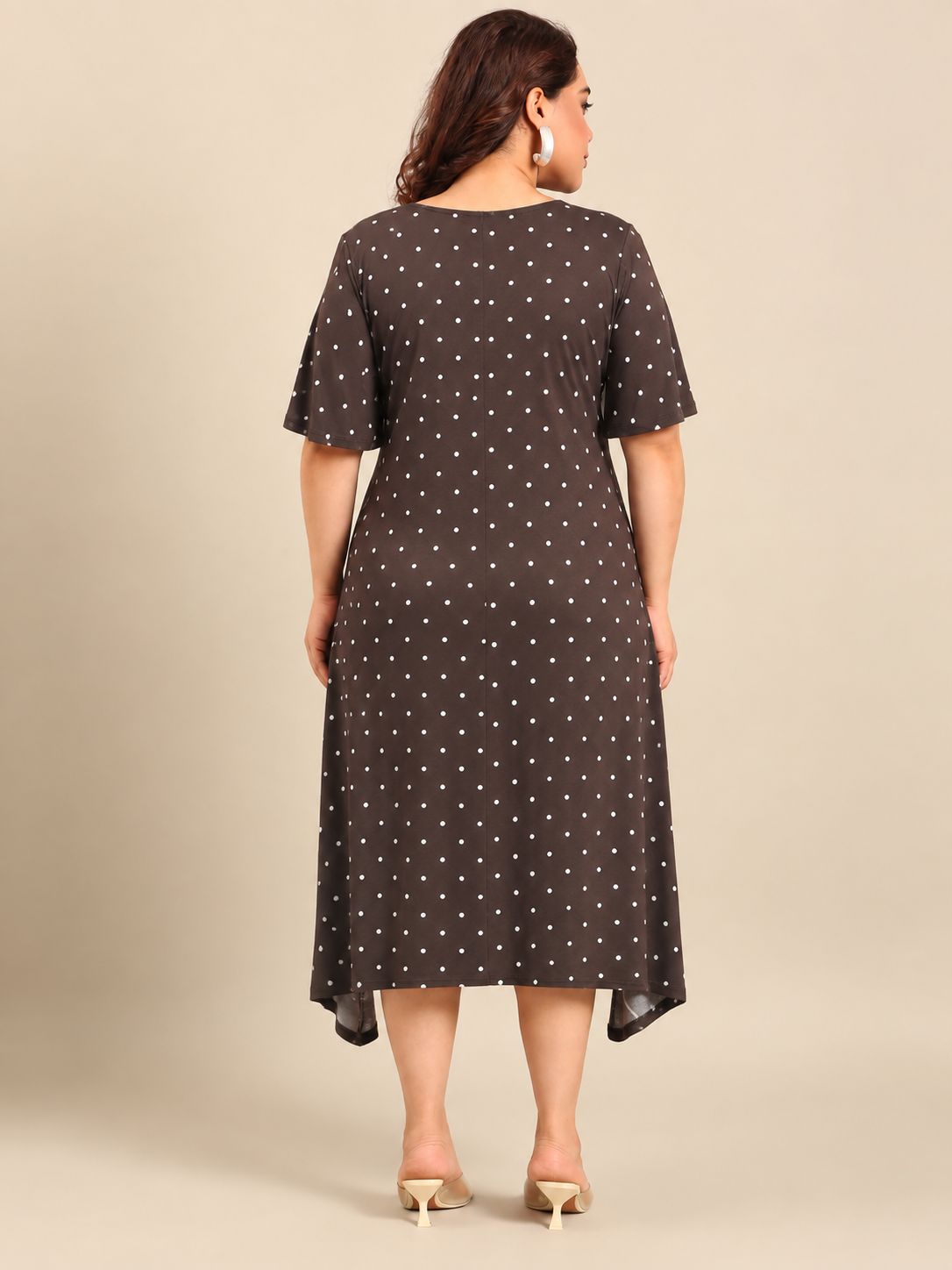 Brown Polka Dot A-Line Dress
