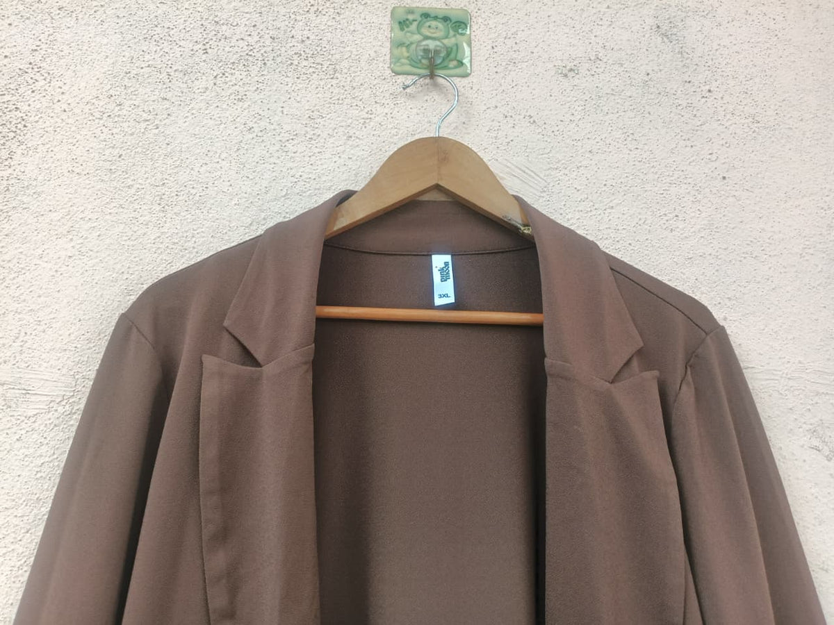 Brown Solid Open-Front Blazer