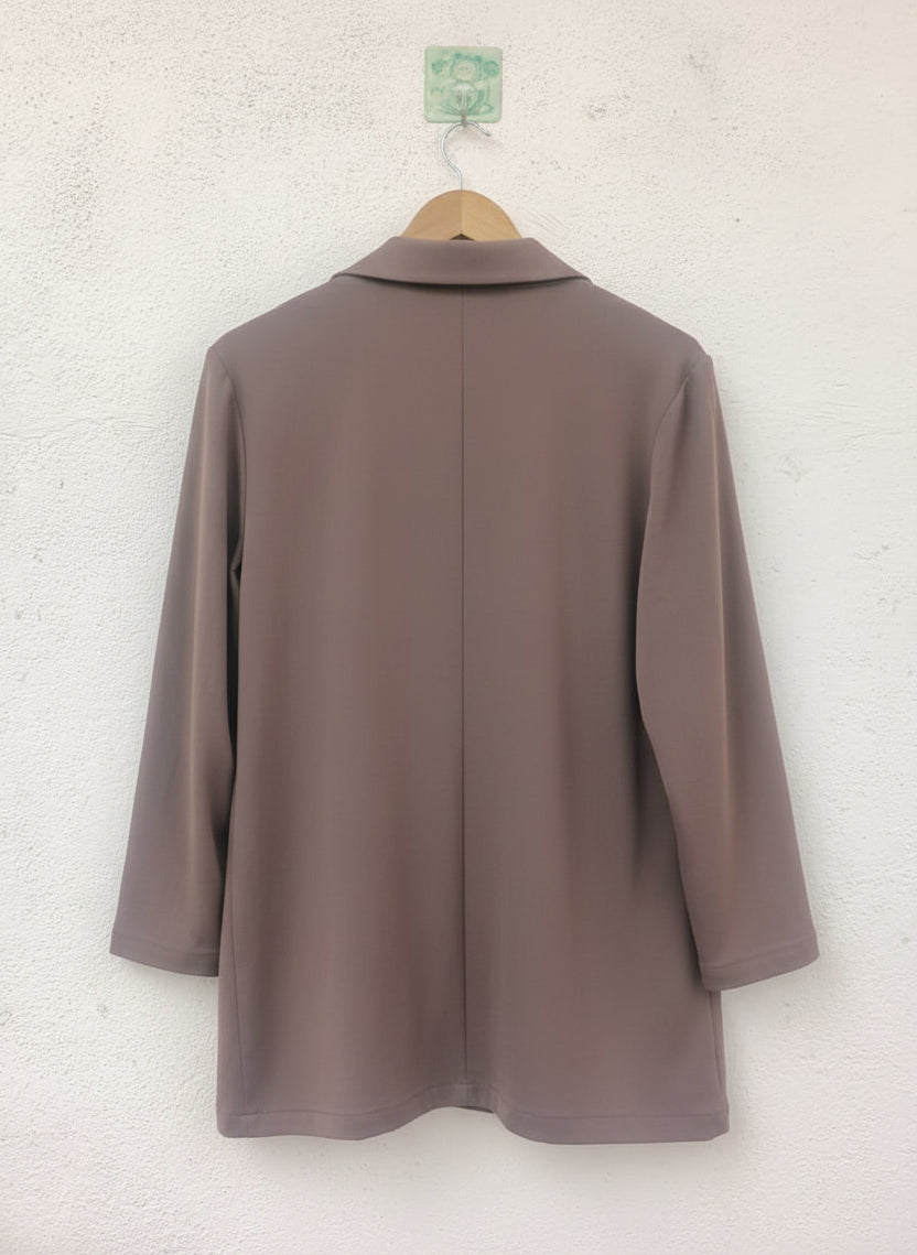 Brown Solid Open-Front Blazer