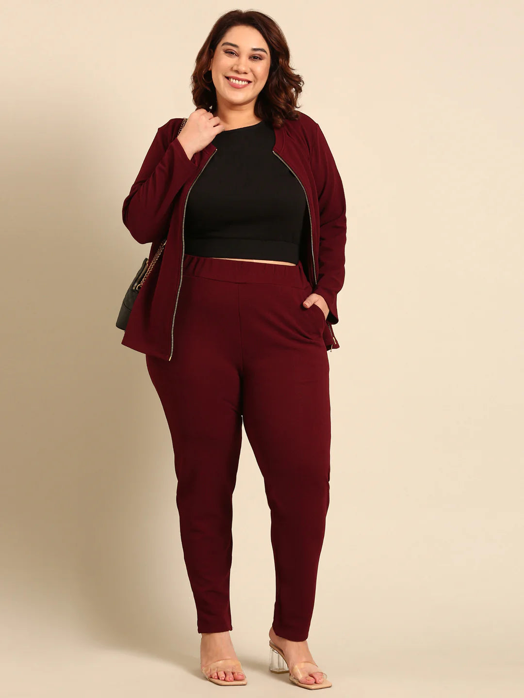 Burgundy Embossed Co-ord Set (2 Piece)2