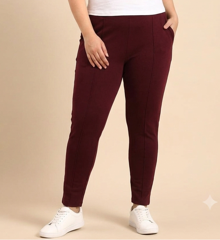 Burgundy High-Stretch Pants