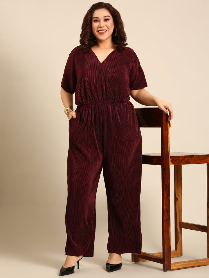 Burgundy Pleated Jumpsuit4
