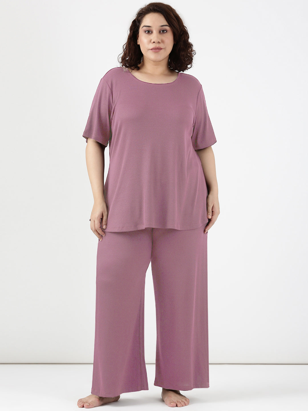 Dust Rose Rib Comfy Co-ord Set (2 Piece)