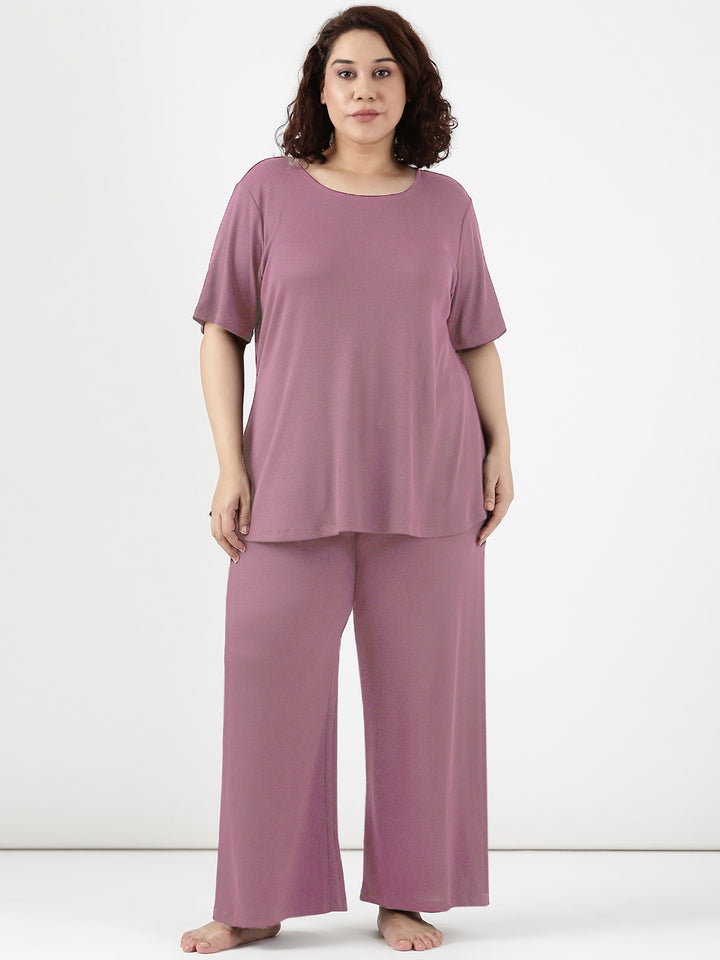 Dust Rose Rib Comfy Co-ord Set (2 Piece)