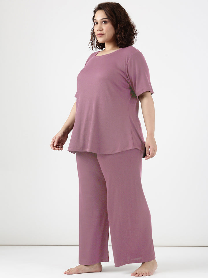 Dust Rose Rib Comfy Co-ord Set (2 Piece)
