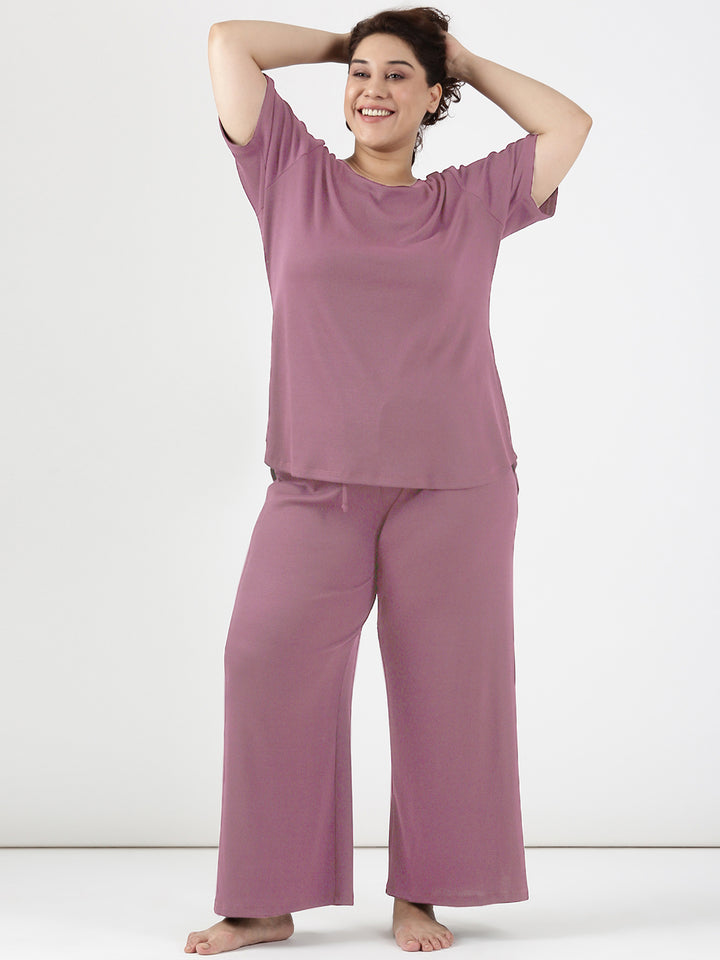 Dust Rose Rib Comfy Co-ord Set (2 Piece)