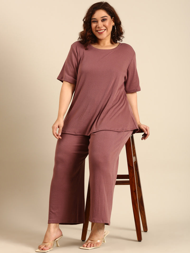 Dust Rose Rib Comfy Co-ord Set (2 Piece)
