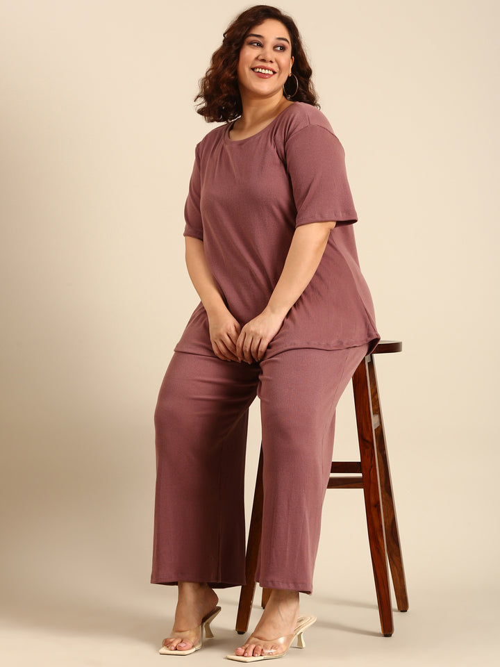 Dust Rose Rib Comfy Co-ord Set (2 Piece)