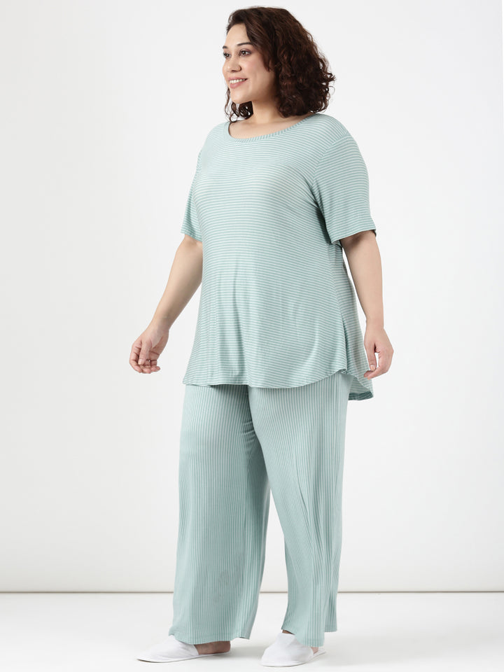 Mint Stripe Comfy Co-ord Set (2 Piece)