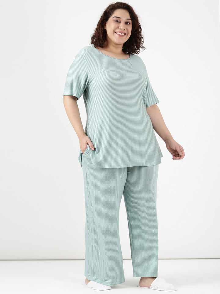 Mint Stripe Comfy Co-ord Set (2 Piece)