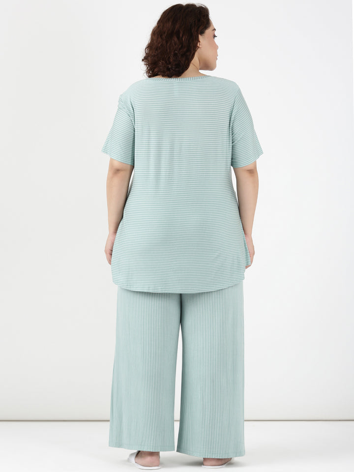 Mint Stripe Comfy Co-ord Set (2 Piece)
