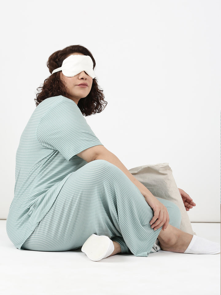 Mint Stripe Comfy Co-ord Set (2 Piece)
