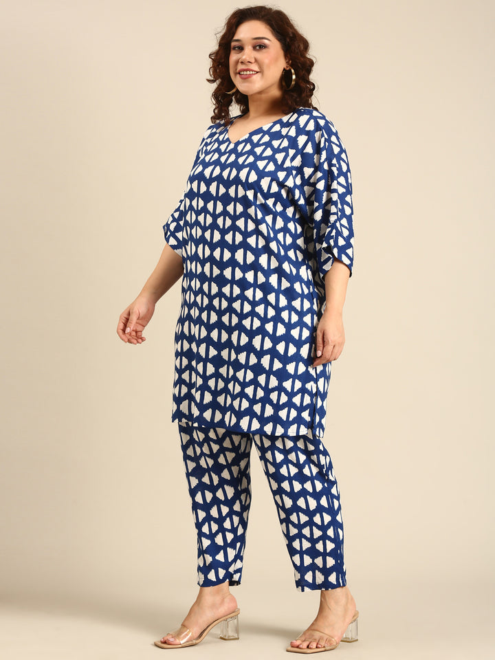 Blue Geometric Printed Co-Ord Set (2 Piece)