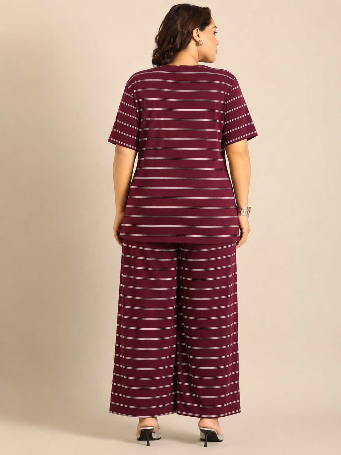 Maroon Striped Co-ord Set