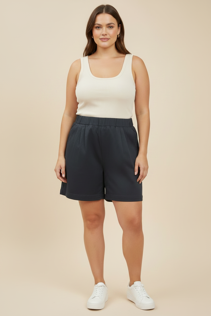 Classic Black Denim Shorts