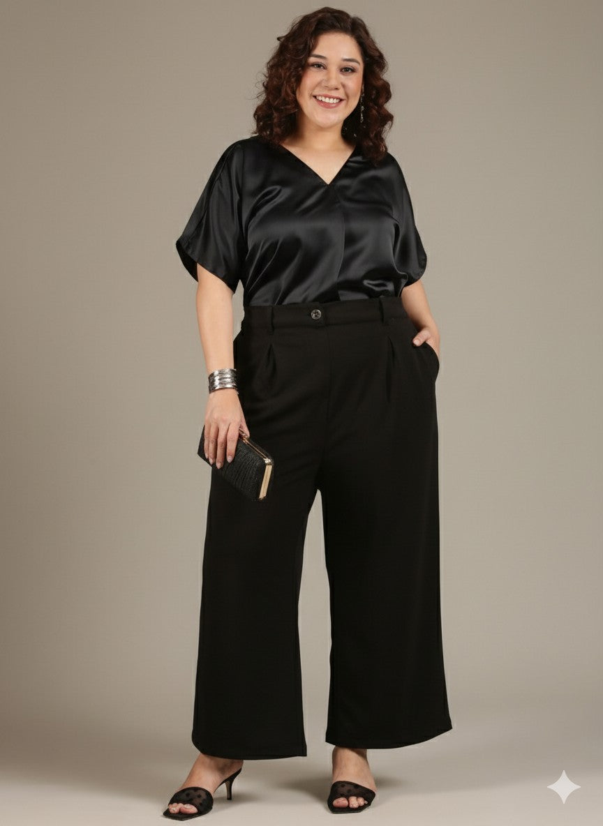 Classic Black Front-Pleat Top